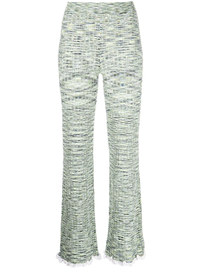 Jonathan Simkhai Grayson Slim-leg Mid-rise Knitted Trousers In Basil Space Dye