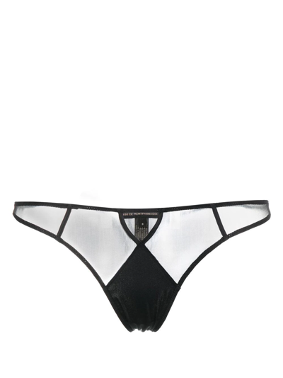 Kiki De Montparnasse Low-rise Sheer Thong In Black