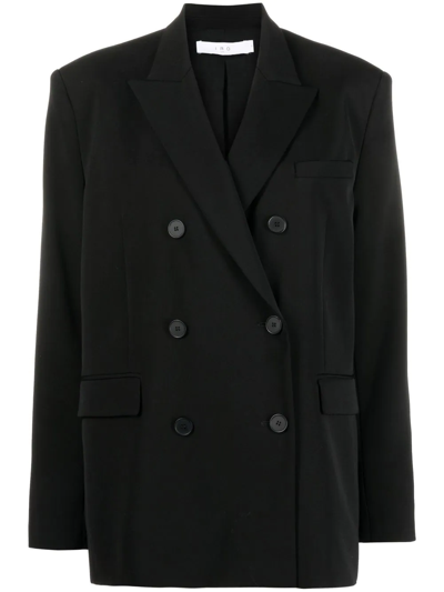 Iro Alliza Double-breasted Wool-twill Blazer In Black