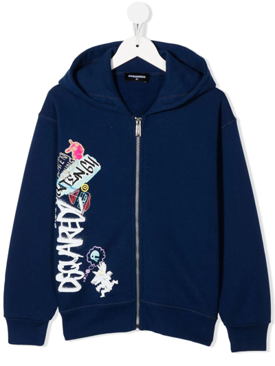 Dsquared2 Teen Logo-print Zip-up Hoodie In Dq865