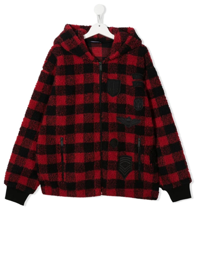 Dsquared2 Teen Checked Faux-shearling Jacket In Multi