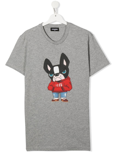 Dsquared2 Kids' Graphic-print Short-sleeve T-shirt In Grey