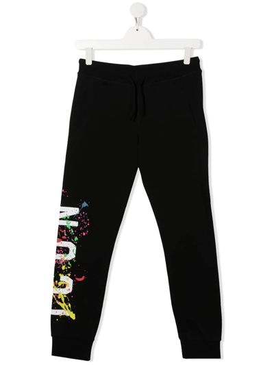 Dsquared2 Teen Icon Logo-print Track Pants In Black