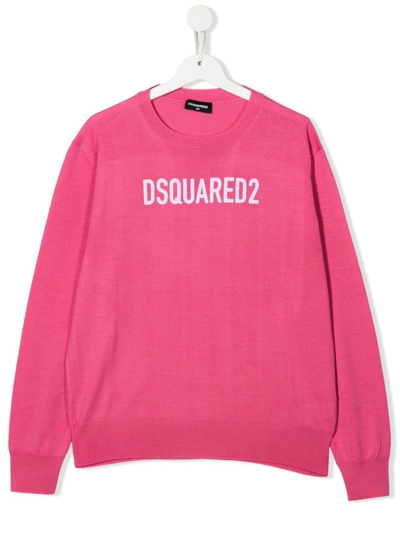 Dsquared2 Kids Pink Wool Blend Pullover With Logo