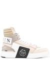 PHILIPP PLEIN LOGO-PATCH HIGH-TOP SNEAKERS