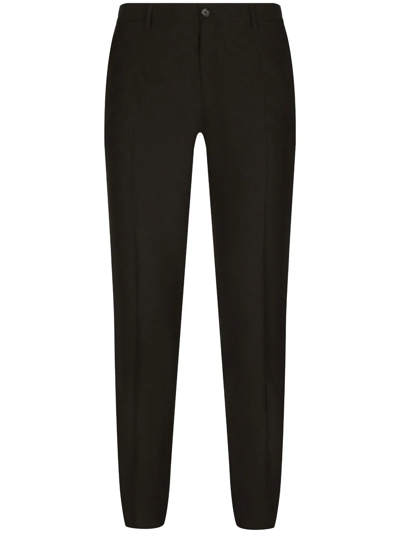 Dolce & Gabbana Wool Jacquard Tailored Trousers In Black