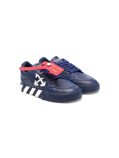Off-white Kids' Vulcanized Lace-up Sneakers In Navy Blue White