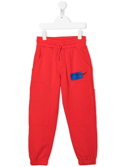 Off-white Kids' Printed Cotton Sweatpants In Red