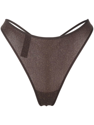Marlies Dekkers Glitter-effect Fitted Thong In Brown