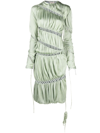 Isa Boulder Green Puzzle Ruched Dress In Green
