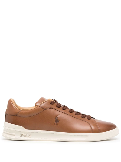 Polo Ralph Lauren Debossed Logo Lace-up Sneakers In Polo Pale Russet