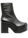 Larroude Black Miso 90 Platform Leather Ankle Boots In Black