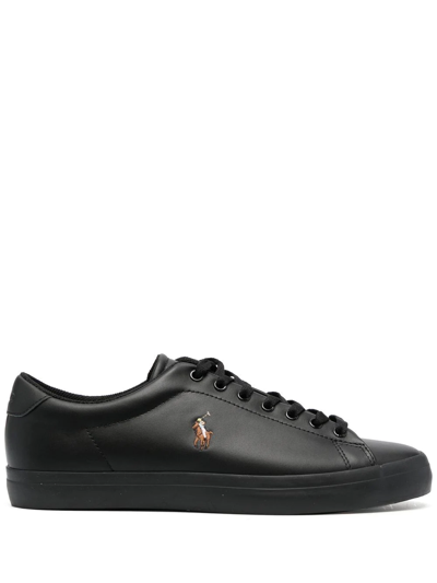 Polo Ralph Lauren Sayer Logo-embroidered Canvas Low-top Trainers In Black