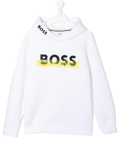 Bosswear Kids' Logo-print Hoodie In White