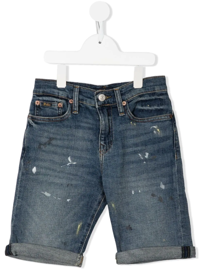 Ralph Lauren Kids' Distressed Denim Shorts In Blue