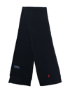 Polo Ralph Lauren Logo-embroidered Wool Scarf In Blue