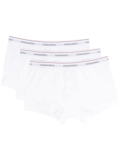 Dsquared2 Three-pack Logo-waistband Boxers In White