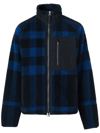 Burberry Cotton-blend Twill-panelled Checked Fleece Jacket In Blue