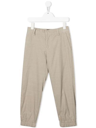 Emporio Armani Teen Cuffed-leg Chino Trousers In Beige