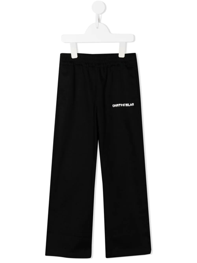 Marcelo Burlon County Of Milan Kids' Pixel-logo Slip-on Straight Trousers In Black