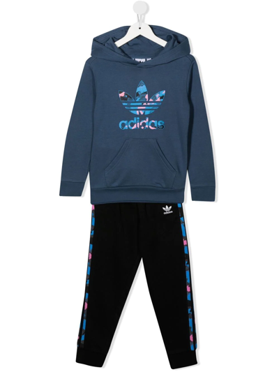 Adidas Originals Kids' Adicolor Camouflage-print Tracksuit In Blue