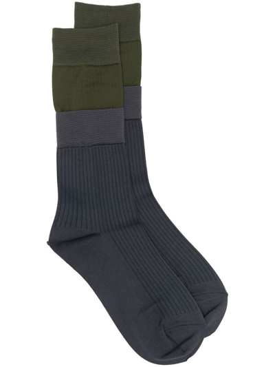 Sacai Layered-effect Ankle Socks In Grey