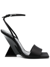 Attico Open-toe Calf Leather Heels In Black