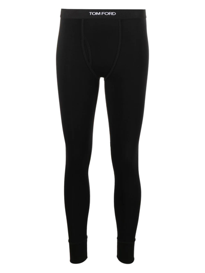 Tom Ford Logo-waistband Loungewear Leggings In Nero