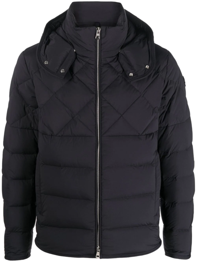 Moncler Hooded Padded Jacket In Blue