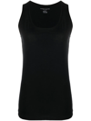Majestic Round Neck Linen-blend Vest In Black