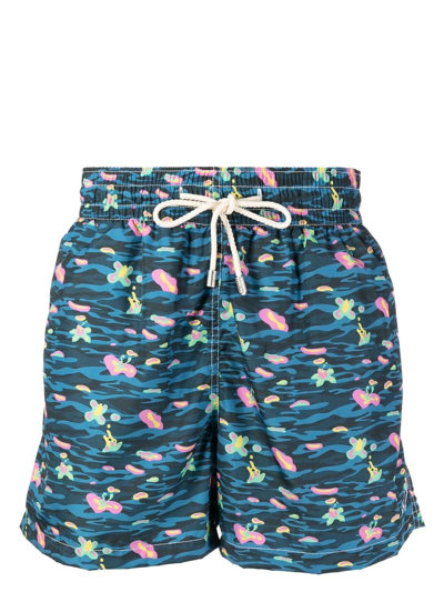 Arrels Barcelona Graphic-print Swim Shorts In Blue