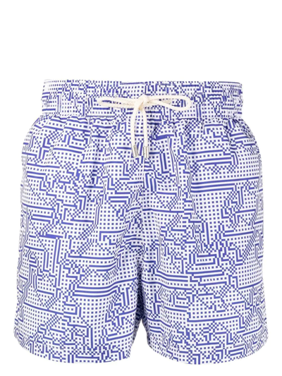 Arrels Barcelona Geometric-print Swim Shorts In Blue