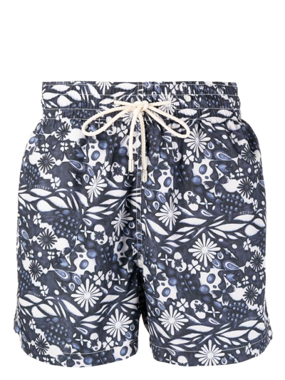 Arrels Barcelona Floral-print Swim Shorts In Blue