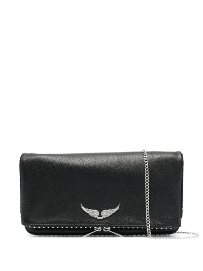 Zadig & Voltaire Logo-plaque Stud-embellished Shoulder Bag In Black
