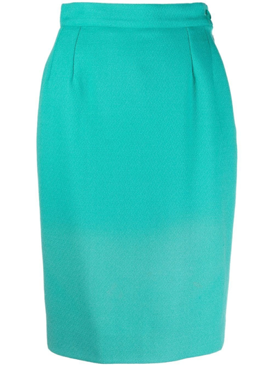 Pre-owned Saint Laurent 1980s High-waisted Pencil Skirt In Green