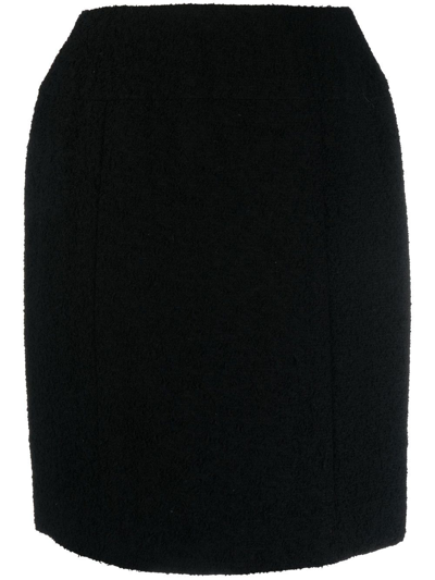 Pre-owned Chanel 1980s High-waisted Fitted Skirt In Black