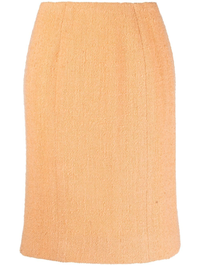 Pre-owned Chanel 1980s High-waisted Pencil Skirt In Orange