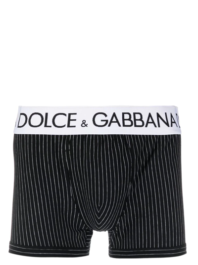 Dolce & Gabbana Stripe-print Boxer Briefs In Black