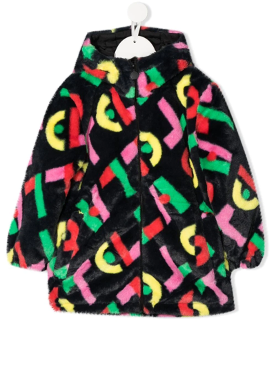 Stella Mccartney Kids' Graphic-print Hooded Coat In Blue