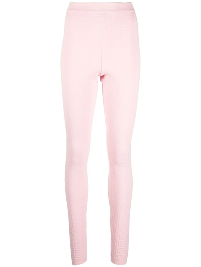 Balmain Monogram Skinny Trousers In Pink