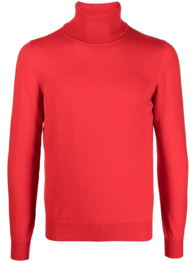 Malo Cashmere Roll-neck Jumper In Red