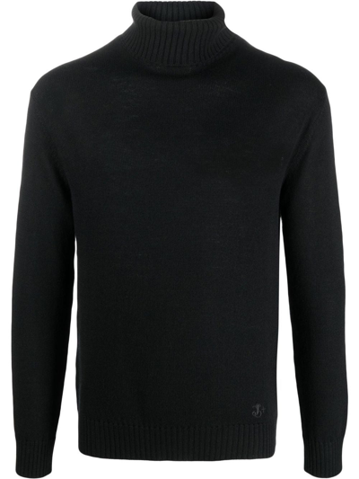 Jil Sander Roll Neck Knitted Sweater In Black