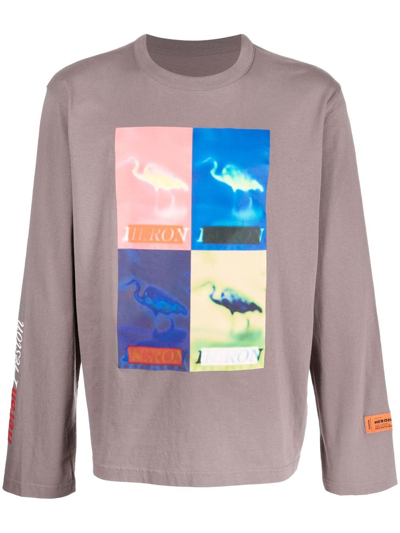 Heron Preston Logo Print Long-sleeve Top In Grey