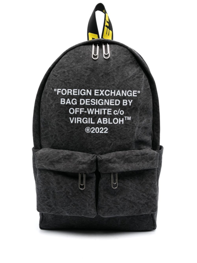 Off-white Slogan-print Zip-up Backpack In Black