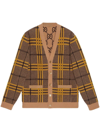Gucci Reversible Knit Wool Cardigan In Brown
