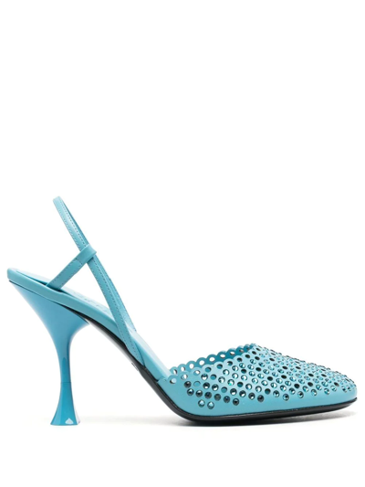 3juin 100mm Crystal-embellished Pumps In Blue