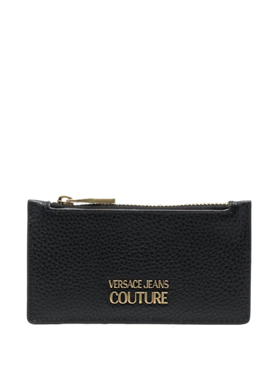 Versace Jeans Couture Logo-appliqué Leather Cardholder In Black