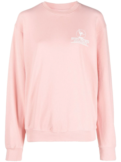 Sporty And Rich Printed Cotton-jersey Sweatshirt In Pink