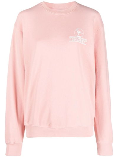 Sporty And Rich Printed Cotton-jersey Sweatshirt In Rose & White