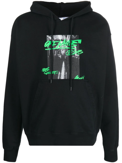 Off-white Metro Type Skate Cotton Hoodie In Schwarz